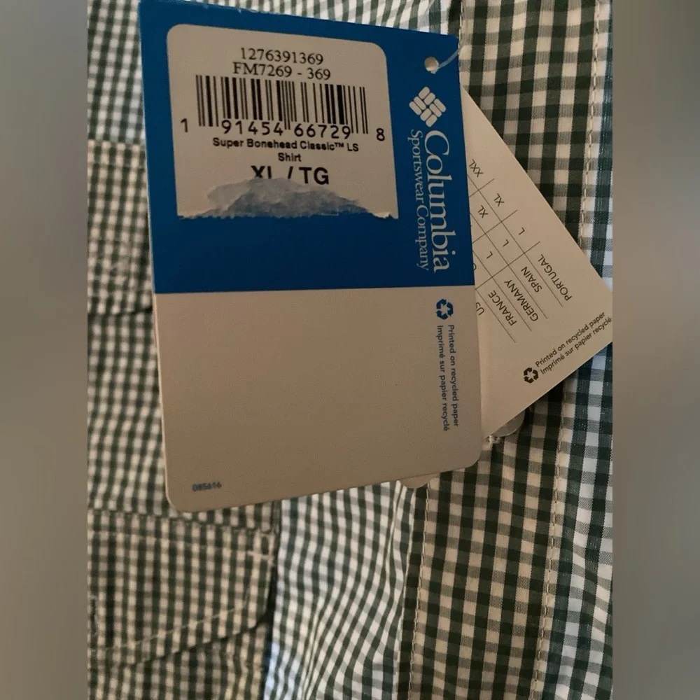 Columbia Men's Casual Button Down Shirt - Black and White Checkered - Picture 4 of 4